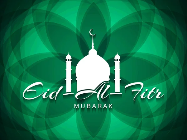 Fundo elegante com belo design de texto de Eid Al Fitr Mubarak . —  Vetores de Stock