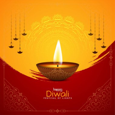 Mutlu Diwali Hint Festivali Güzel Artistik Tasarım Vektörü