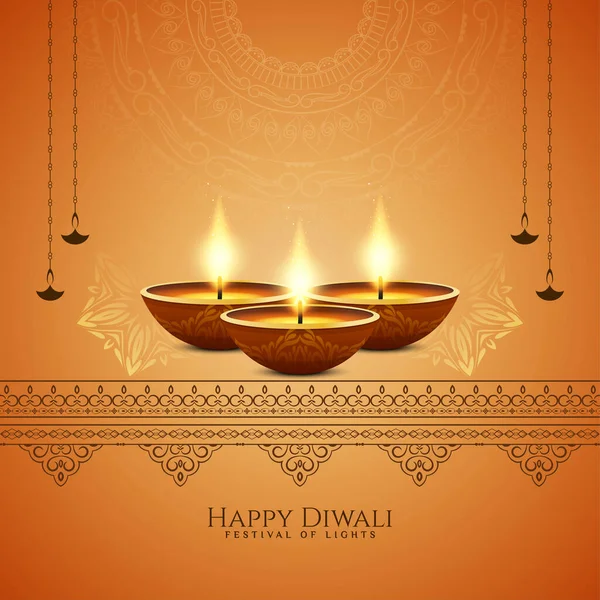 Happy Diwali Hagyományos Hindu Fesztivál Háttér Tervezés Vektor — Stock Vector