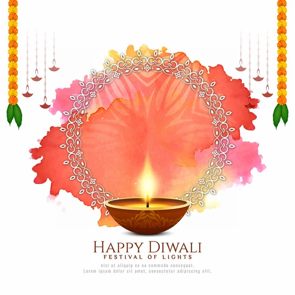 Happy Diwali Artistic Beautiful Festival Background Diya Vector — Stock Vector