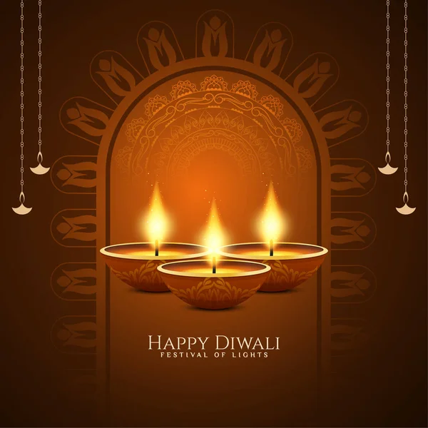 Feliz Diwali Festival Religioso Cultural Fondo Diseño Vector — Archivo Imágenes Vectoriales