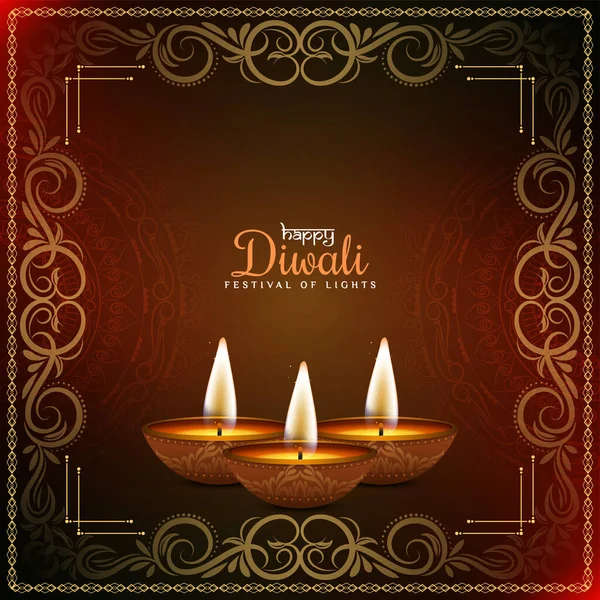 Feliz Festival Diwali Elegante Hermoso Marco Fondo Diseño Vector — Archivo Imágenes Vectoriales