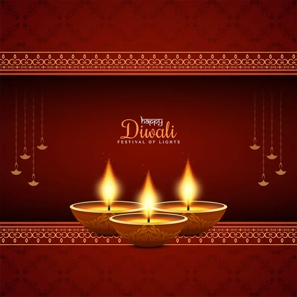 Felice Diwali Indù Festival Culturale Sfondo Design Vettore — Vettoriale Stock