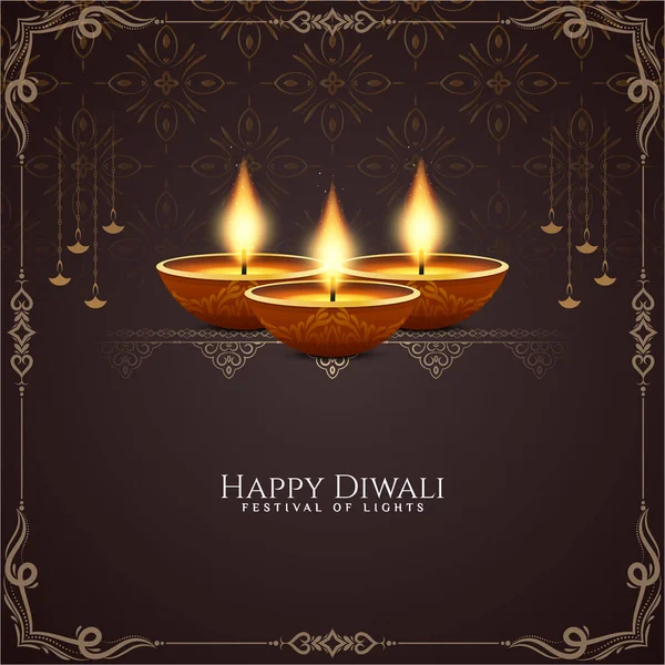 Happy Diwali Traditional Festival Background Lamps Design Vector — Stock Vector