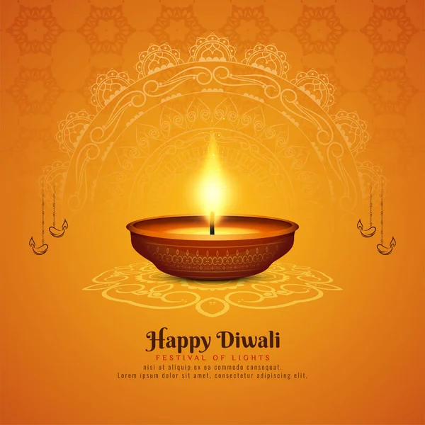 Happy Diwali Traditional Festival Celebration Background Diya Vector — Stock Vector