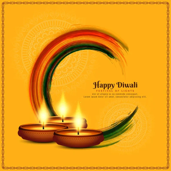 Beautiful Happy Diwali Религиозный Индийский Фестиваль Фон Вектором Ламп — стоковый вектор