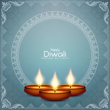 Mutlu Diwali festivalleri klasik çerçeve tasarım vektörü