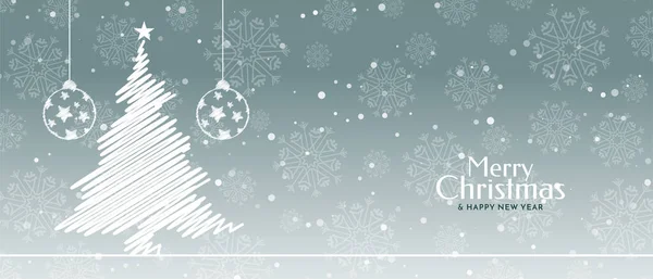 Merry Christmas Festival Celebration Greeting Snow Flakes Banner Vector — Stock Vector