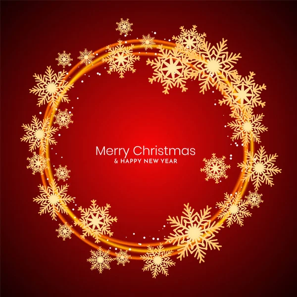 Merry Christmas Glossy Circle Snowflakes Frame Background Vector — Stock Vector