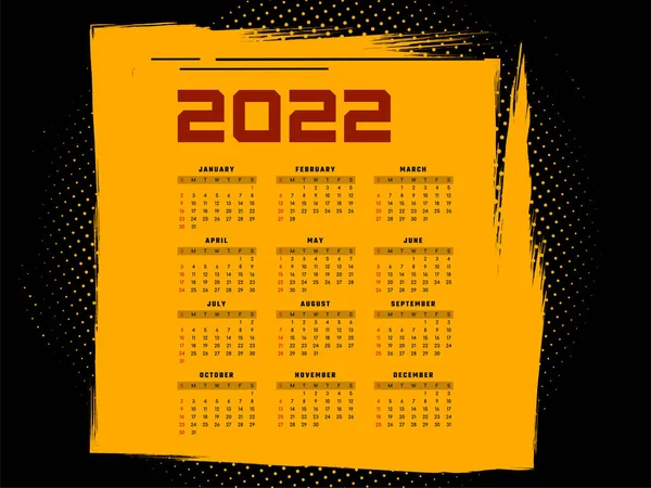 Nowy Rok 2022 Dekoracyjny Wektor Kalendarza — Wektor stockowy