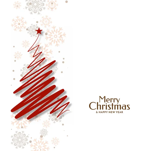 Merry Christmas Festival Line Art Style Tree Background Vector — Stock Vector