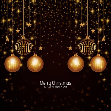 Mutlu Noel Festivali Altın Noel topları arka plan vektörü