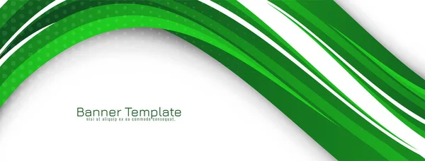 Vetor Design Modelo Banner Estilo Onda Verde Moderno — Vetor de Stock