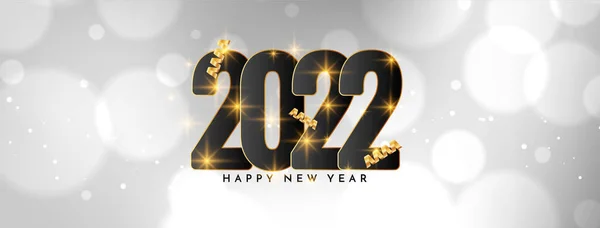 Feliz Ano Novo 2022 Banner Bokeh Com Vetor Texto Elegante —  Vetores de Stock