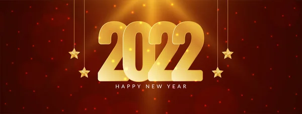 Happy New Year 2022 Shiny Golden Text Banner Design Vector — 图库矢量图片