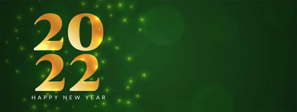 Felice Anno Nuovo 2022 Verde Glitter Banner Design Vettoriale — Vettoriale Stock