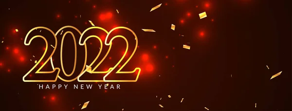Altın Metin Vektörlü Mutlu Yıllar 2022 Kırmızı Bayrağı — Stok Vektör