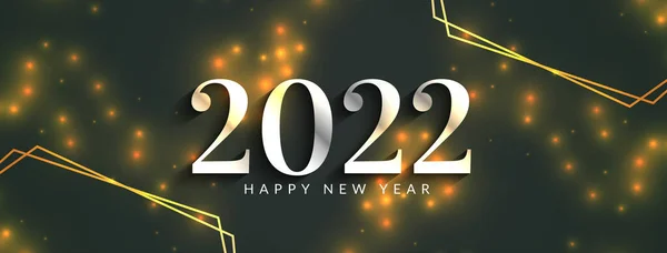 Green Color Happy New Year 2022 Glitters Banner Design Vector — Stock Vector