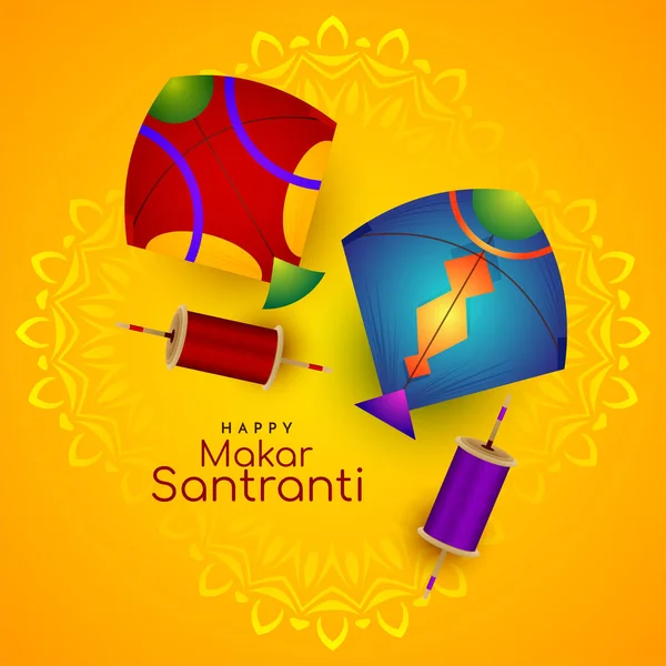 Makar Sankranti Festival Firande Hälsning Bakgrund Design Vektor — Stock vektor