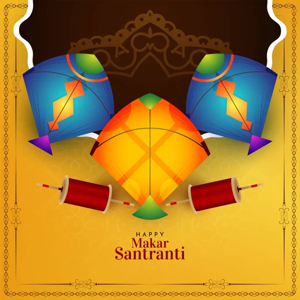 Makar Sankranti Traditional Indian Festival Background Design Vector — Wektor stockowy