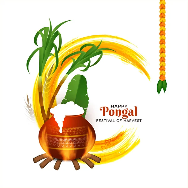 Happy Pongal Festival Decorative Background Design Vector — Vetor de Stock