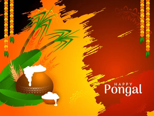Happy Pongal Festival Harvest Celebration Background Design Vector — Image vectorielle
