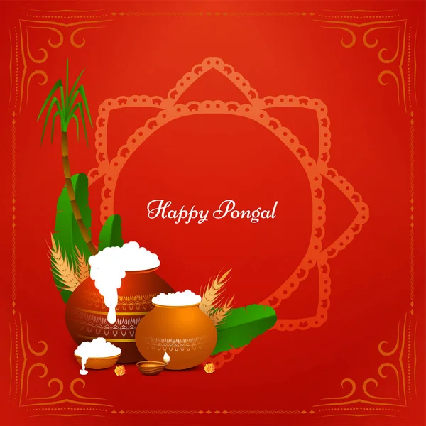 Traditional Happy Pongal South Indian Festival Background Design Vector — Vetor de Stock