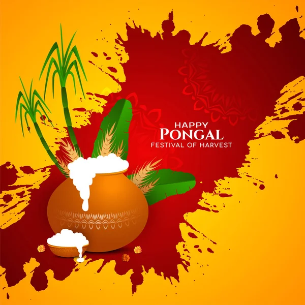 Kültürel Happy Pongal Dini Hasat Festivali Arka Plan Tasarım Vektörü — Stok Vektör