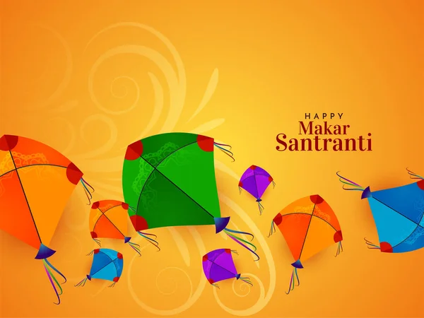 Makar Sankranti Indian Traditional Festival Greeting Background Vector — стоковый вектор