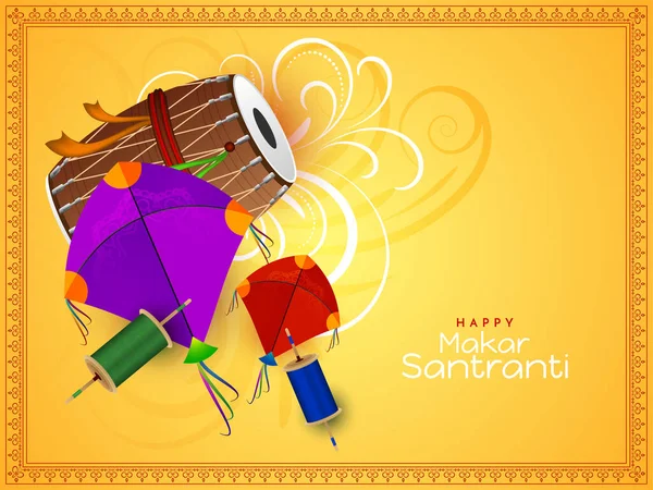 Makar Sankranti Festival Decorative Background Colorful Kites Vector — Wektor stockowy