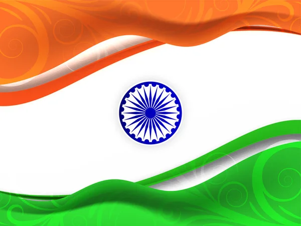 Tricolor Indian Flag Theme Republic Day Wave Style Background Vector — Wektor stockowy