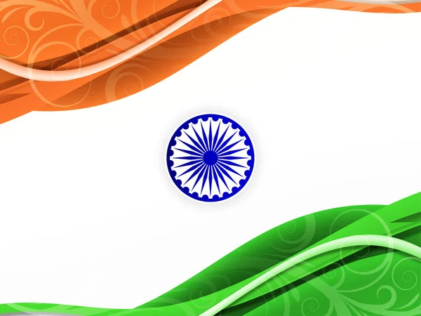 Indian Flag Theme Tricolor Republic Day Wave Style Greeting Background — стоковый вектор