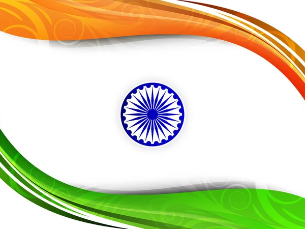 Indická Vlajka Téma Republika Den Elegantní Vlna Styl Pozadí Vektor — Stockový vektor