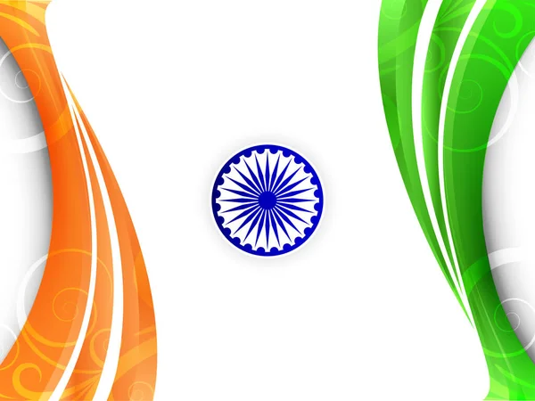 Indian Flag Theme Tricolor Republic Day Wave Style Greeting Background — Stockvektor