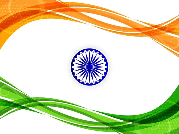 Tricolor Indisk Flagga Tema Republik Dag Våg Stil Bakgrund Vektor — Stock vektor