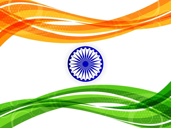 Indische Flagge Thema Republik Tag Elegant Welle Stil Hintergrund Vektor — Stockvektor