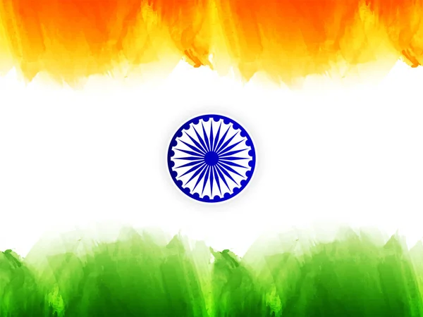 Indiase Vlag Thema Tricolor Republiek Dag Aquarel Achtergrond Vector — Stockvector