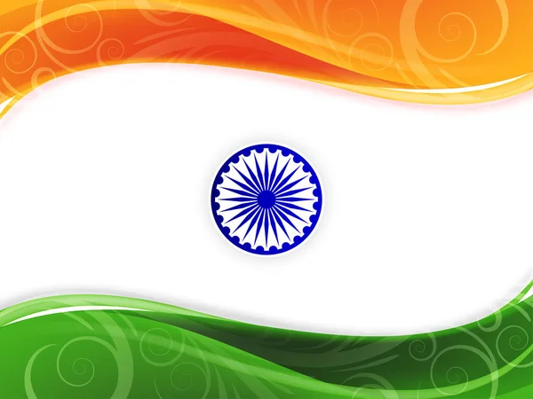 Schöne Indische Flagge Thema Republik Tag Welle Stil Hintergrund Vektor — Stockvektor