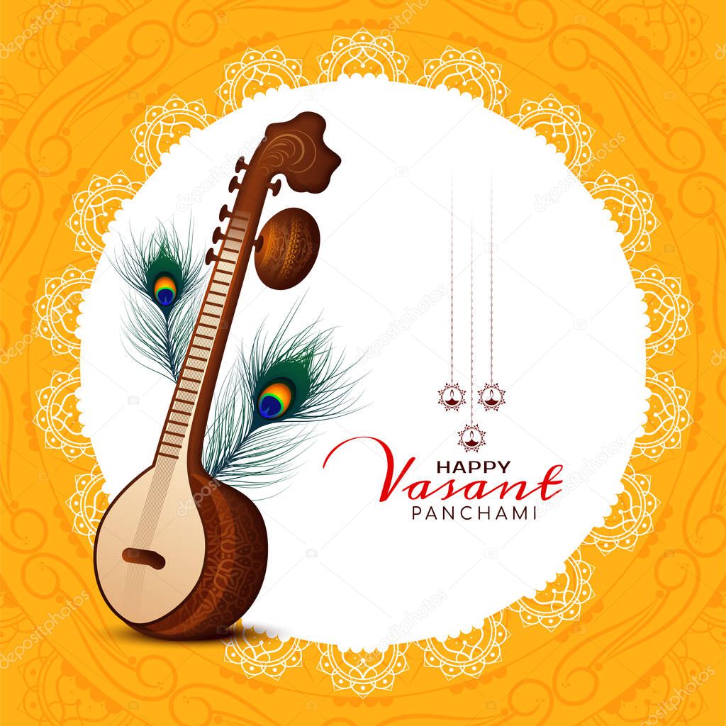 Happy Vasant Panchami traditional festival celebration background design vector