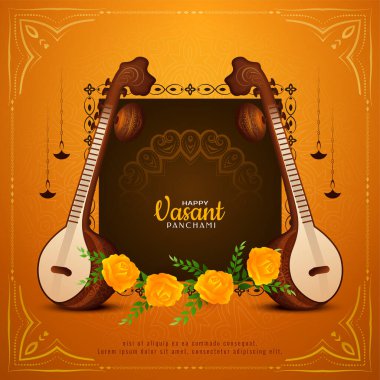 Kültürel Mutlu Vasant Panchami Hint Festivali arka plan tasarım vektörü