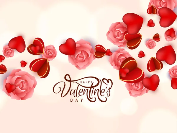 Feliz San Valentín Celebración Corazones Románticos Vector Fondo — Vector de stock