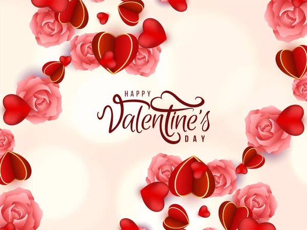 Adorável Feliz Dia Dos Namorados Celebração Decorativa Corações Fundo Vetor — Vetor de Stock