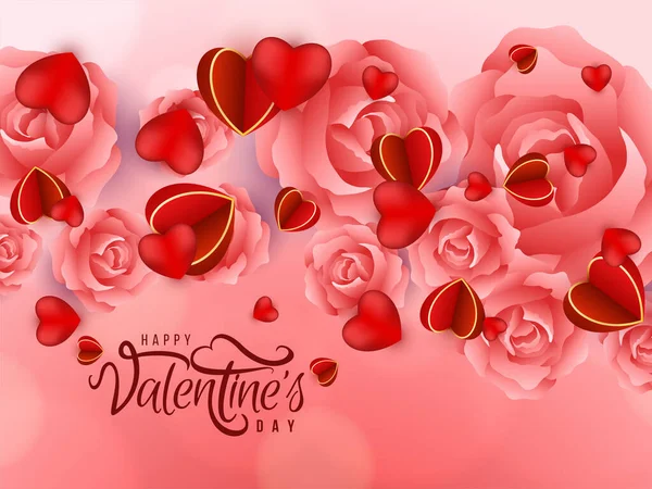 Feliz Día San Valentín Celebración Fondo Con Corazón Vector — Vector de stock