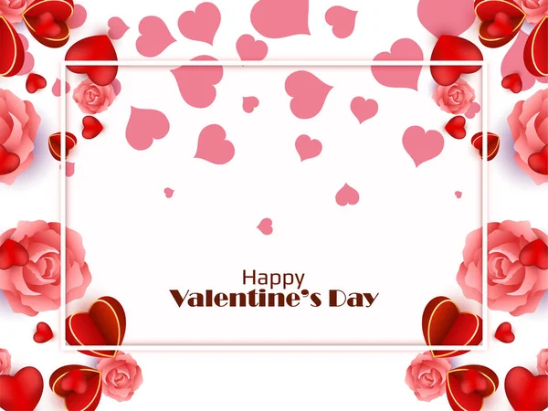 Happy Valentines Day Beautiful Greeting Card Design Vector — Stock Vector