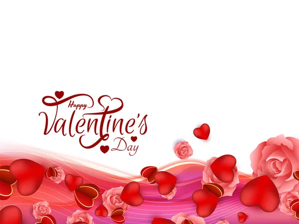 Elegante Feliz Día San Valentín Celebración Decorativa Vector Fondo — Vector de stock