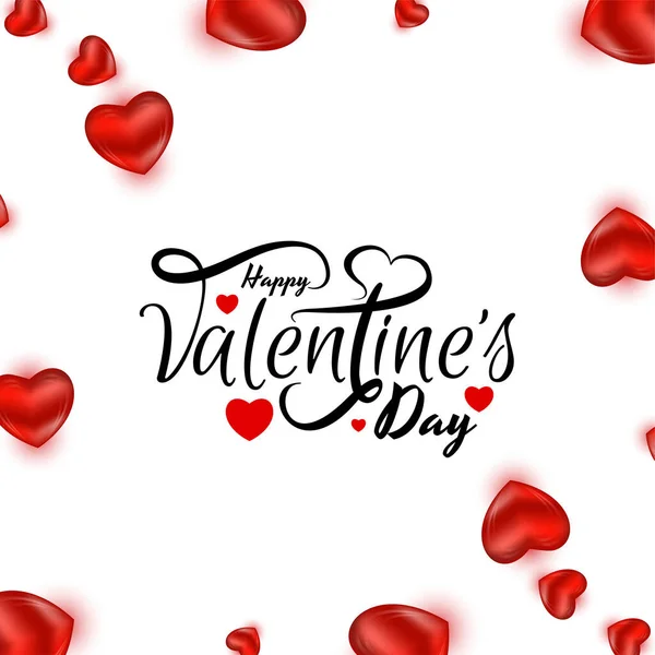 Happy Valentines Day Feier Text Design Hintergrund Mit Roten Herzen — Stockvektor