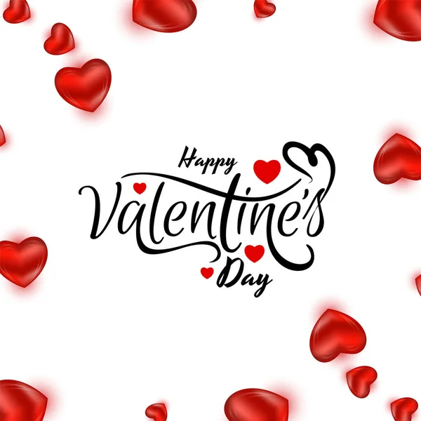 Happy Valentines Day Celebration Text Design Background Red Hearts Vector — Stock Vector