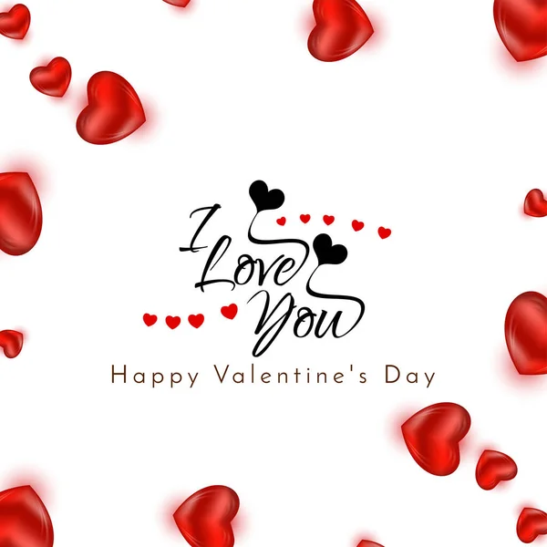 Stylowe Happy Valentines Dzień Uroczystości Tekst Projekt Tło Czerwonych Serc — Wektor stockowy