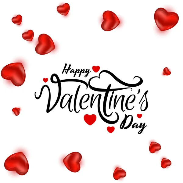 Happy Valentines Day Celebration Beautiful Text Design Background Red Hearts — Stock Vector