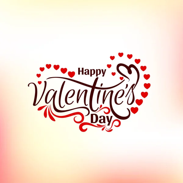 Happy Valentines Day Decorative Text Design Soft Colorful Background Vector — Stock Vector